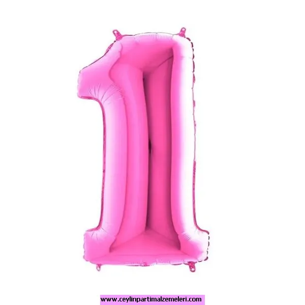 1 Rakam Fuşya Folyo Balon